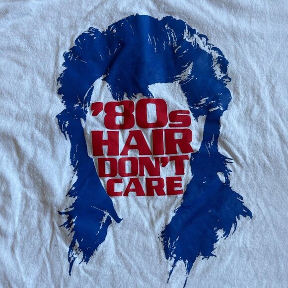 Vintage 80's hair don't care cool Mens Tee Size medium retro Y2K 90's - Picture 2 of 4